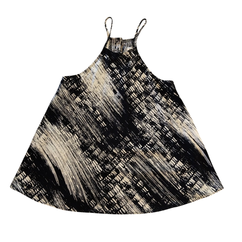 Veronica M Black and Cream Patterned Tank Top